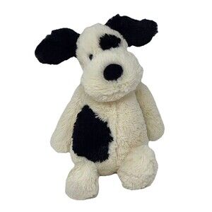 Jellycat Plush Bashful Puppy Dog Cream Black Spot 12" Soft Stuffed Animal